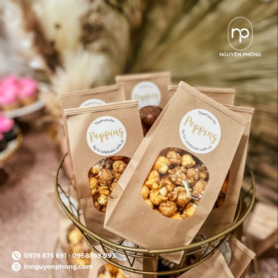 Mẫu túi đựng bắp rang bơ thiết kế ấn tượng 
